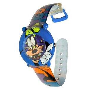 Vintage Disney Goofy Watch Blue Plastic Quartz 90s Retro Animated Movie